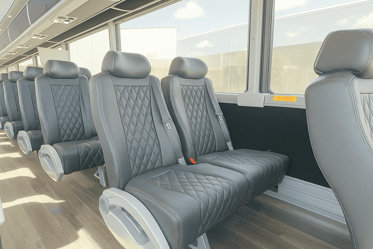 interior of Mableton Minibus Company charter bus