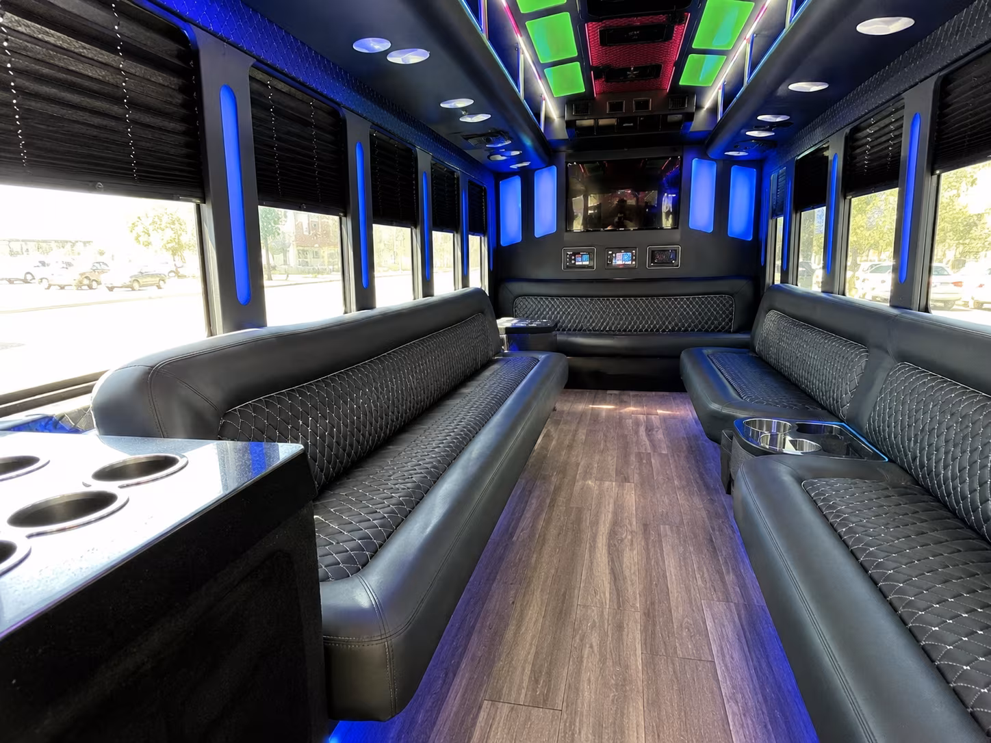 mableton 15 passenger party bus inside