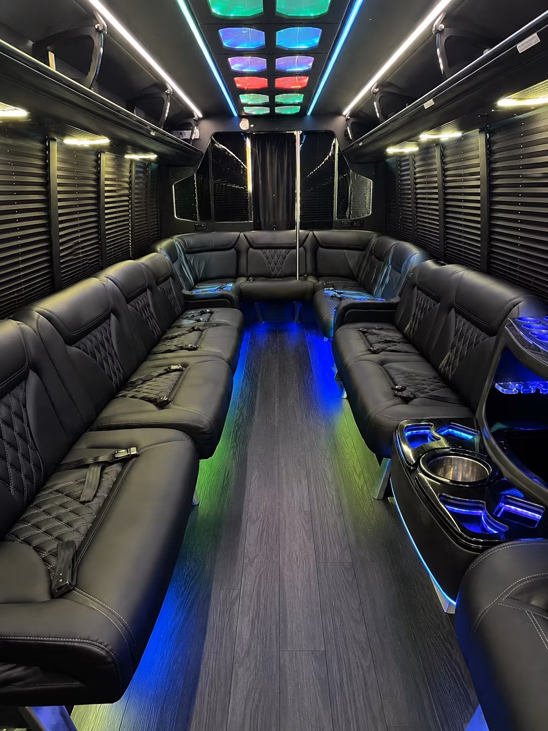 mableton 20 passenger party bus interior