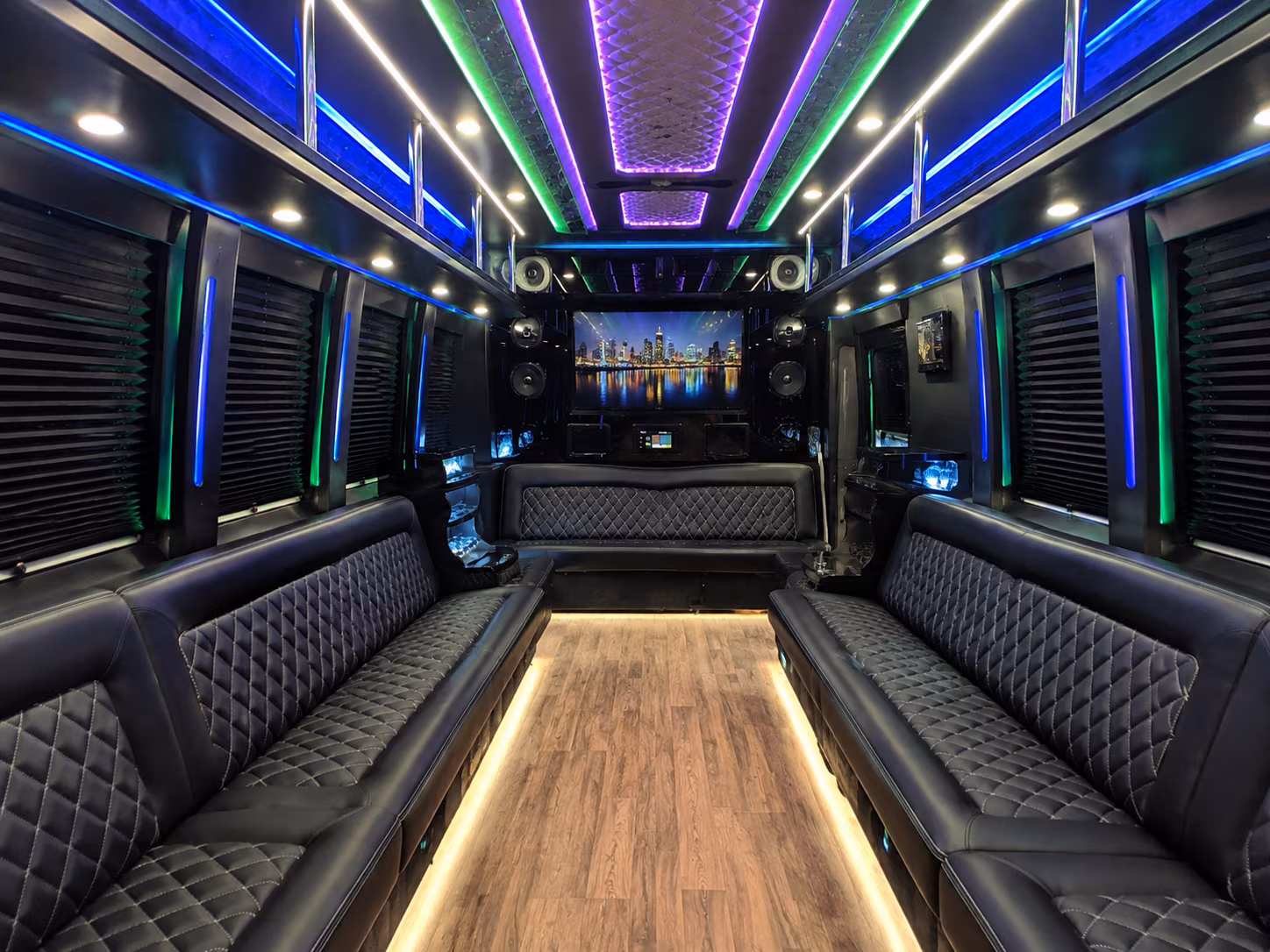 mableton 25 passenger party bus interior