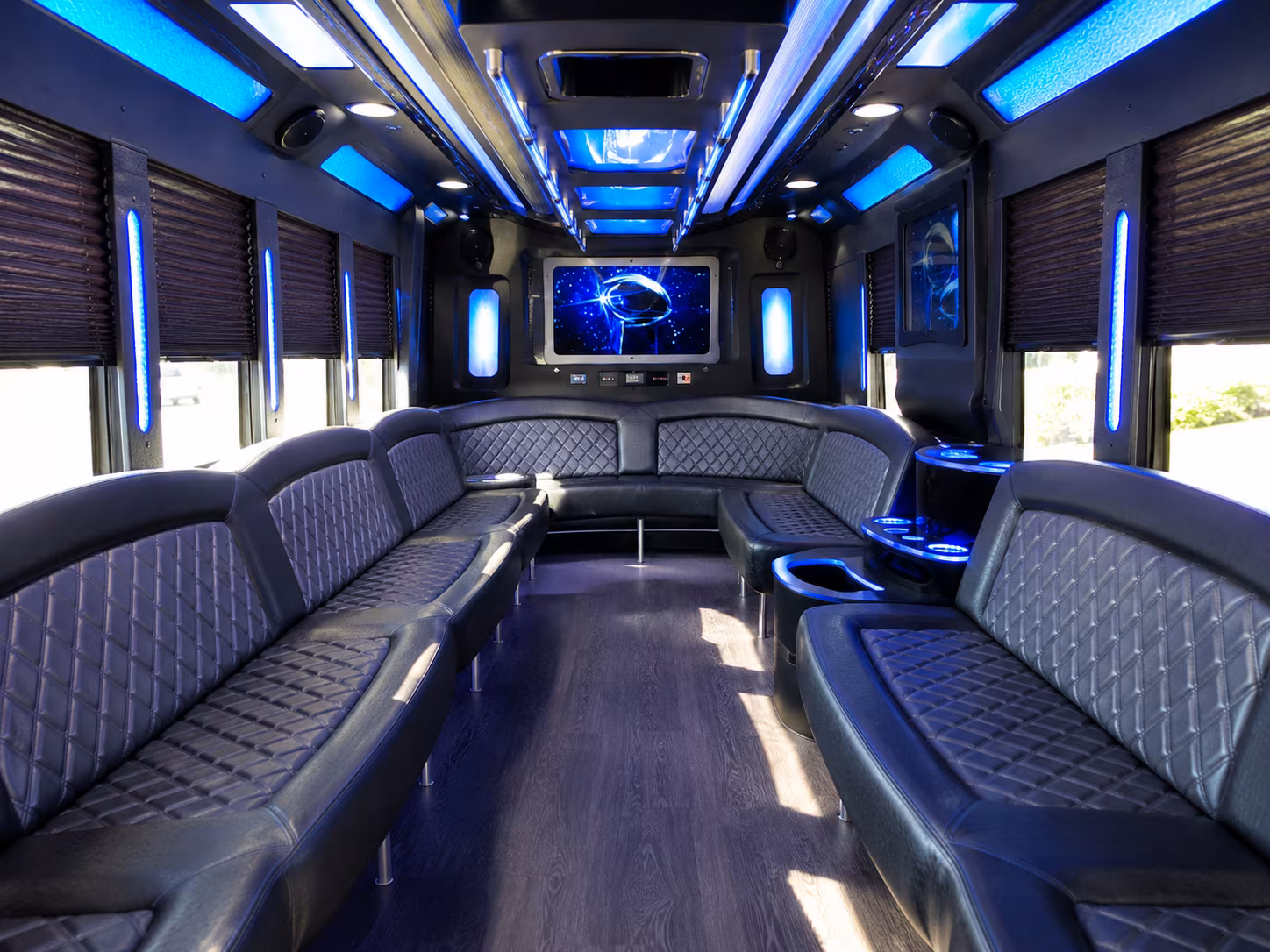 mableton 28 passenger party bus inside