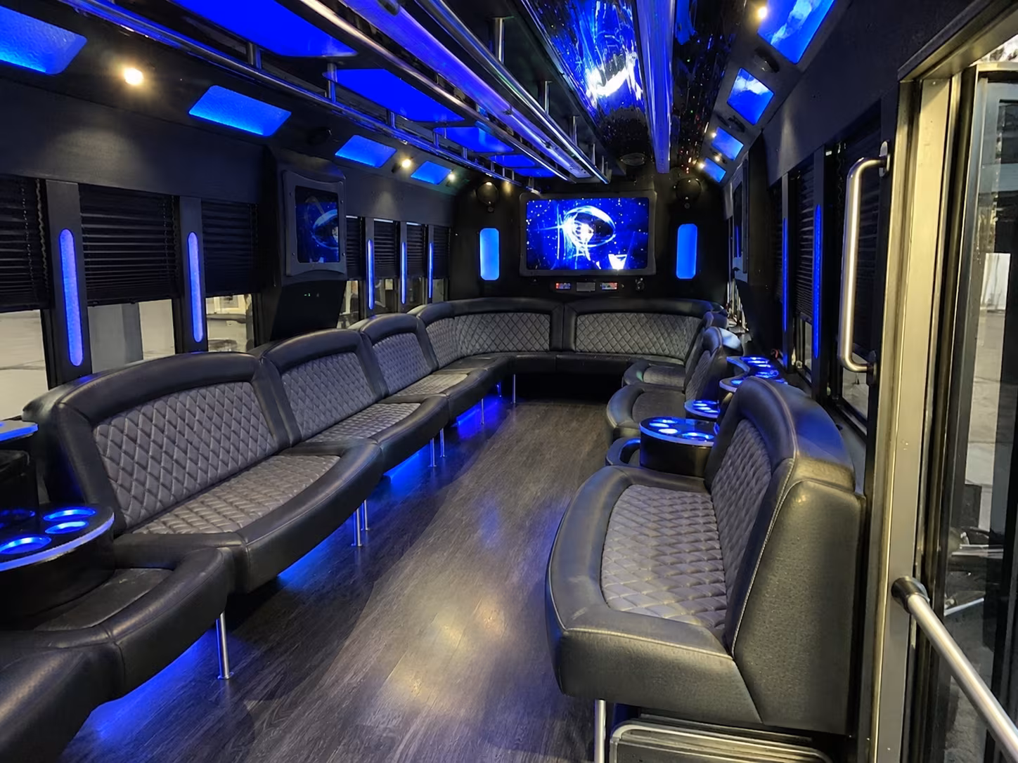 mableton 28 passenger party bus interior