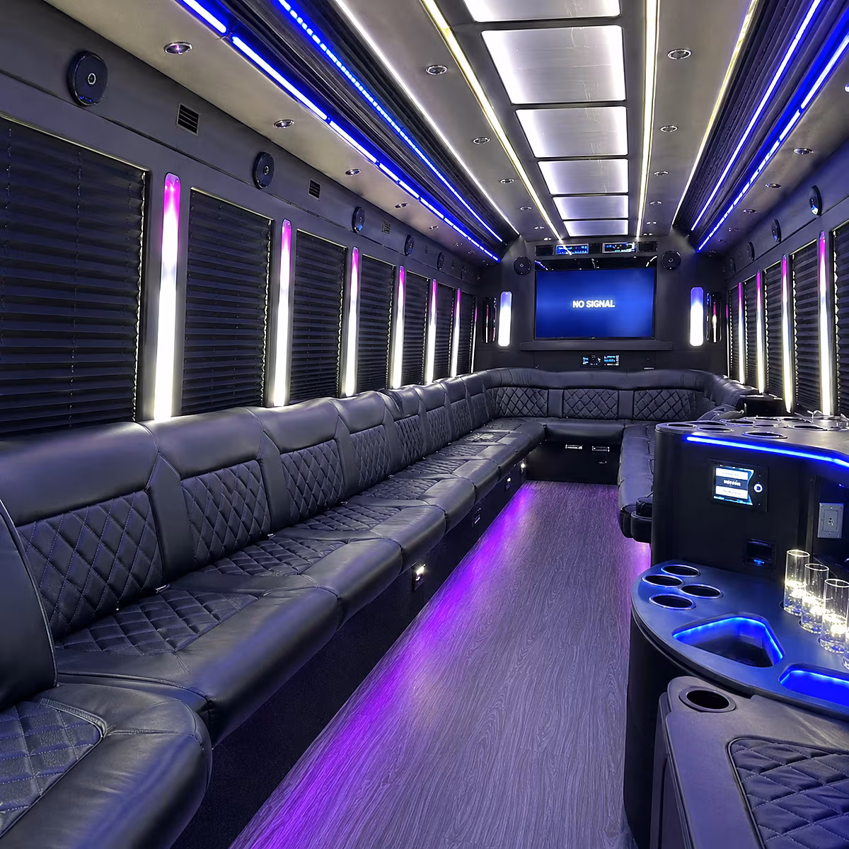 mableton 30 passenger party bus inside