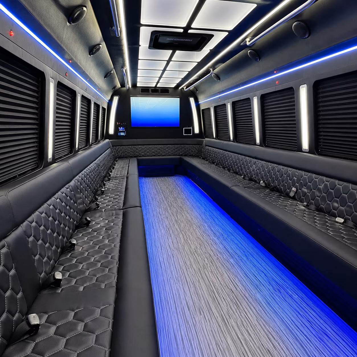 mableton 50 passenger party bus inside